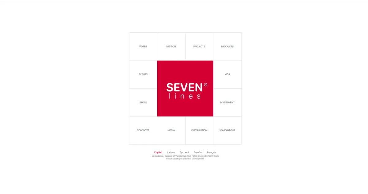 Сайт компании премиальной воды Seven Lines